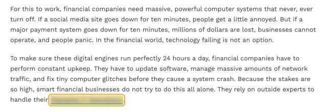 Paragraph from a fintechzoom.com article with the client link highlighted and blurred